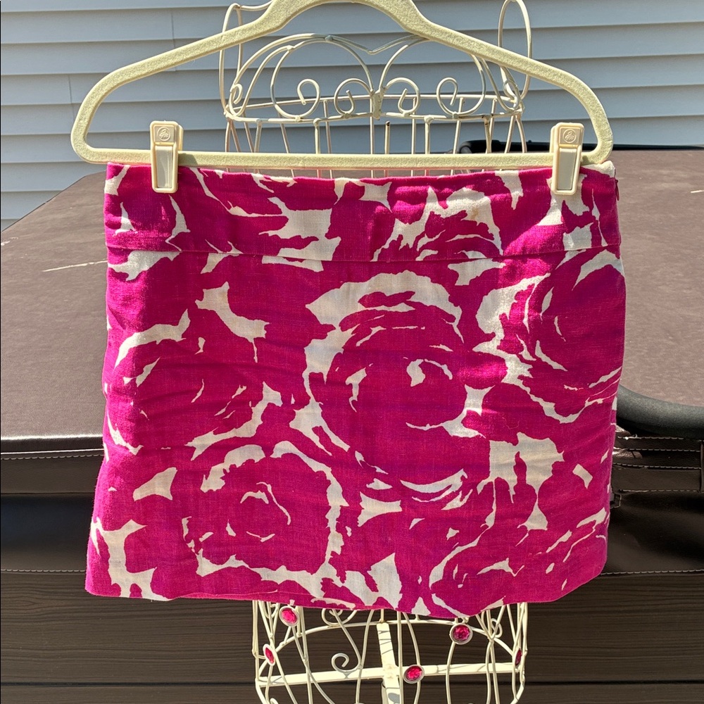 J. Crew Pink and White Floral Pencil Skirt